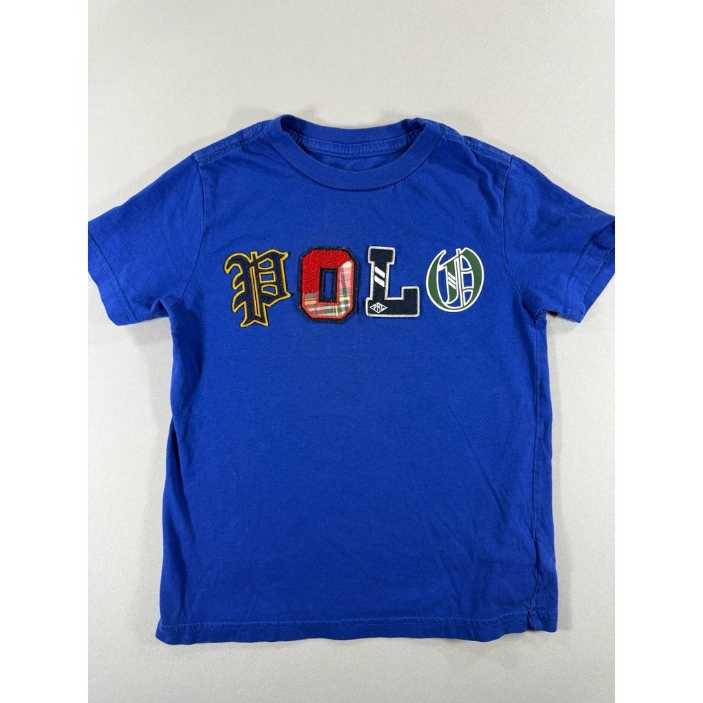 Polo Ralph Lauren Patchwork Logo T-Shirt Blue Cotton